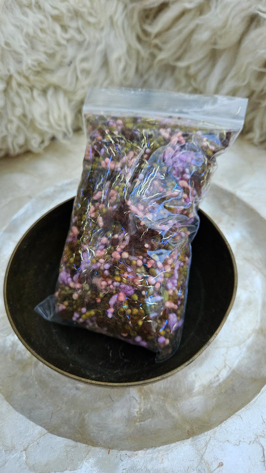 PERGAMON - hand-dyed fine wool nepps with Angelina sparkle for fiber blending and felting - 1 oz | 28 g