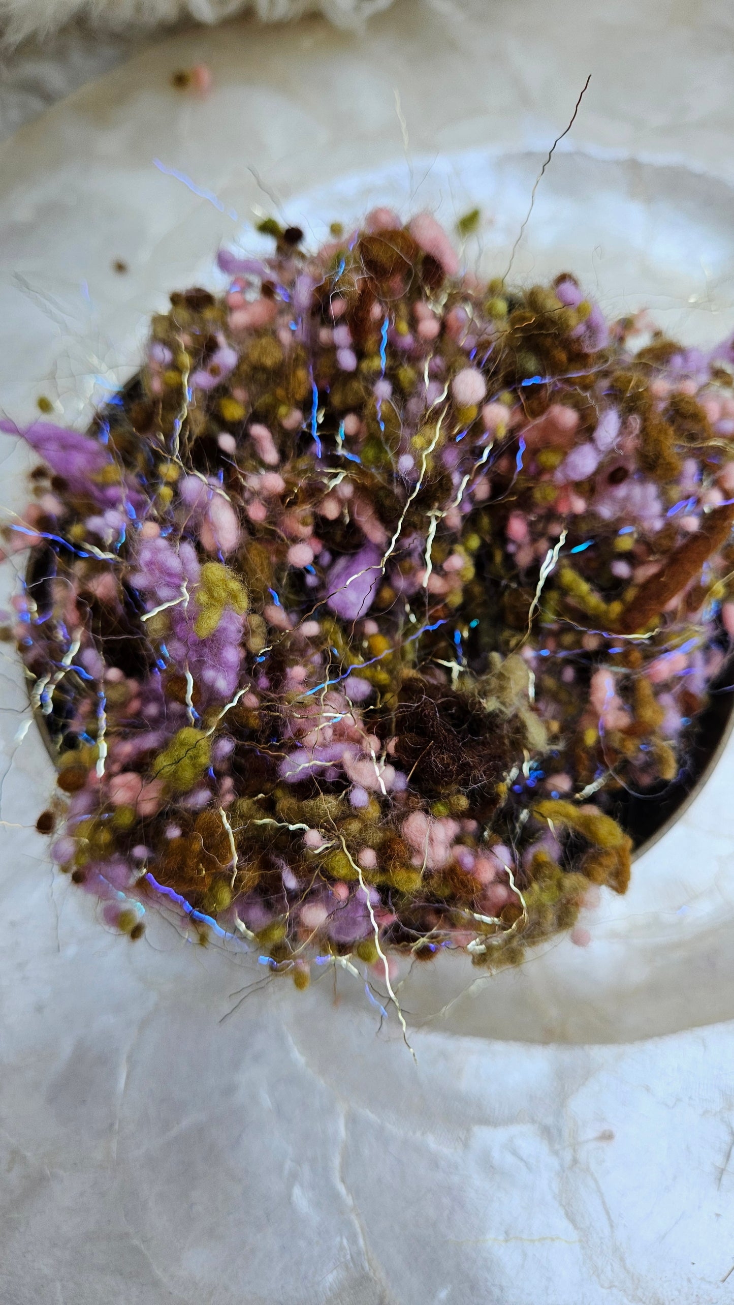 PERGAMON - hand-dyed fine wool nepps with Angelina sparkle for fiber blending and felting - 1 oz | 28 g