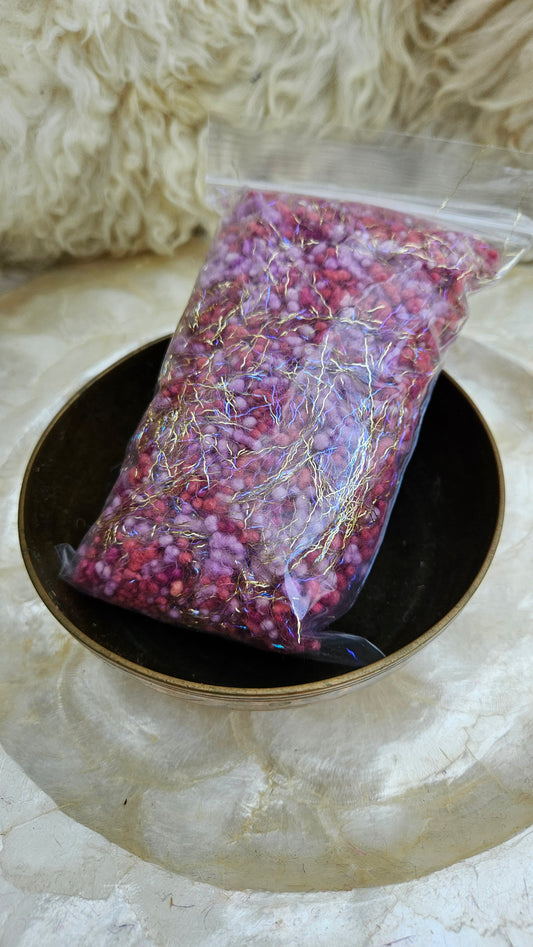 THYATIRA - hand-dyed fine wool nepps with Angelina sparkle for fiber blending and felting - 1 oz | 28 g