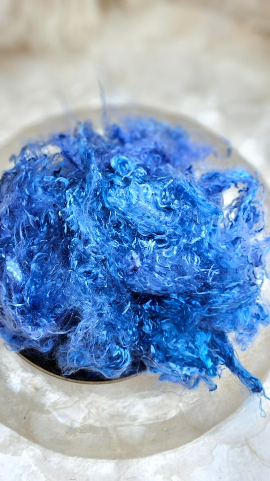 SAPPHIRE - hand-dyed eucalyptus crimp faux-silk for art yarn embellishing, fiber blending, felting, and papermaking - 2 oz | 57 g