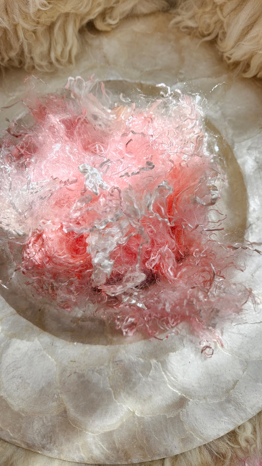 ROSE QUARTZ - hand-dyed eucalyptus crimp faux-silk for art yarn embellishing, fiber blending, felting, and papermaking - 2 oz | 57 g