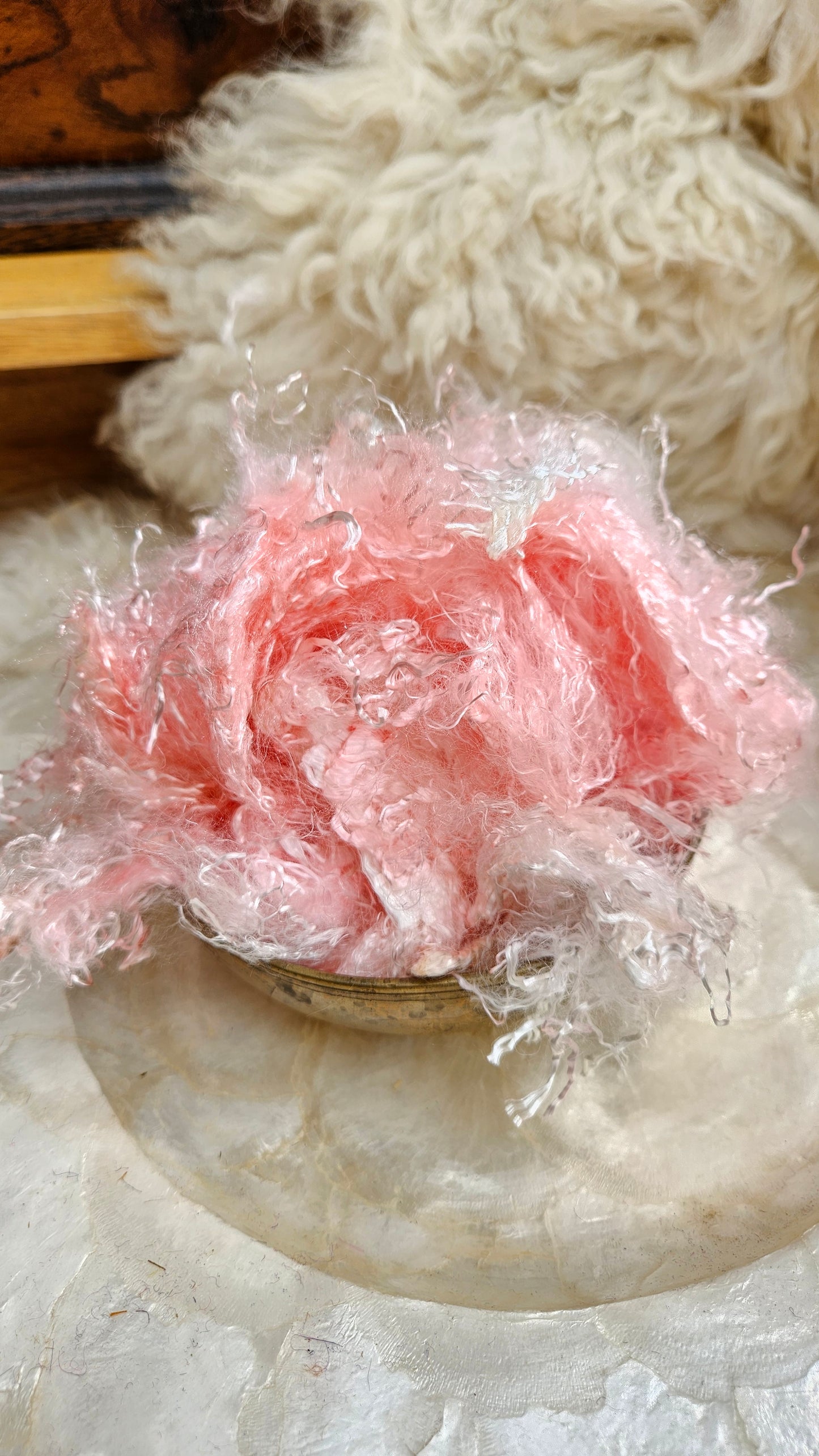 ROSE QUARTZ - hand-dyed eucalyptus crimp faux-silk for art yarn embellishing, fiber blending, felting, and papermaking - 2 oz | 57 g