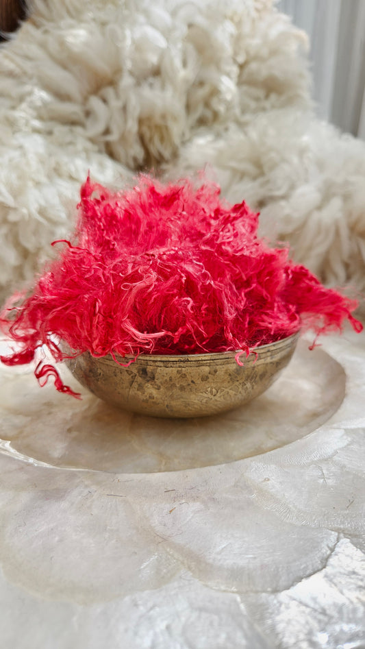 RUBY - hand-dyed eucalyptus crimp faux-silk for art yarn embellishing, fiber blending, felting, and papermaking - 2 oz | 57 g