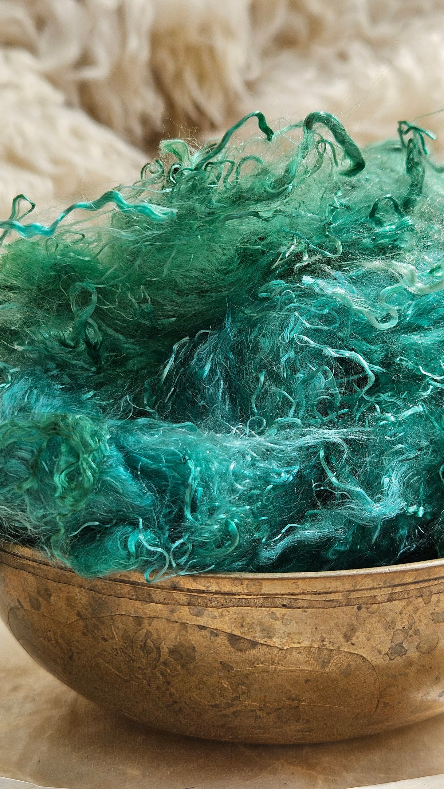 EMERALD - hand-dyed eucalyptus crimp faux-silk for art yarn embellishing, fiber blending, felting, and papermaking - 2 oz | 57 g