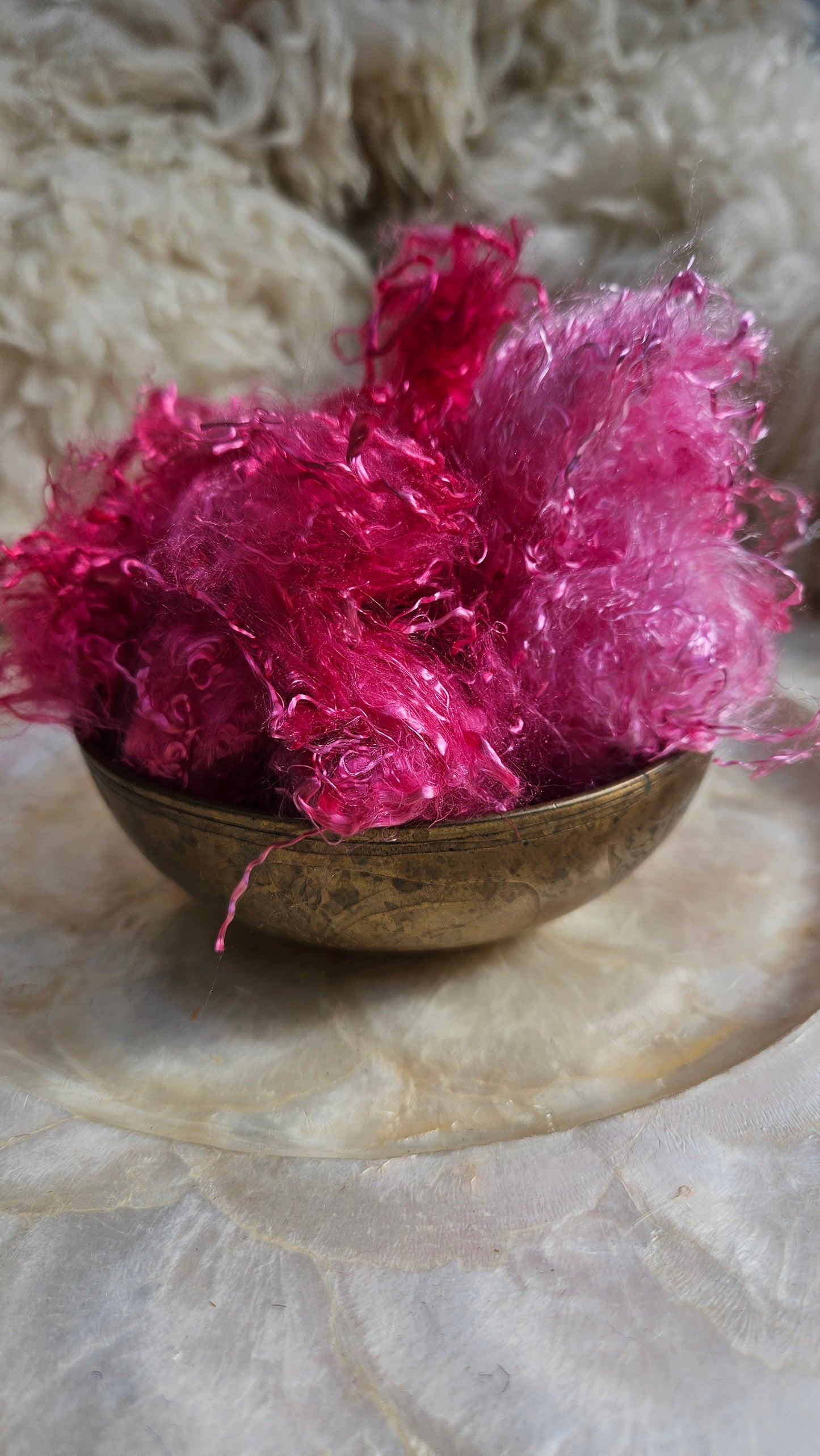 RHODOLITE - hand-dyed eucalyptus crimp faux-silk for art yarn embellishing, fiber blending, felting, and papermaking - 2 oz | 57 g