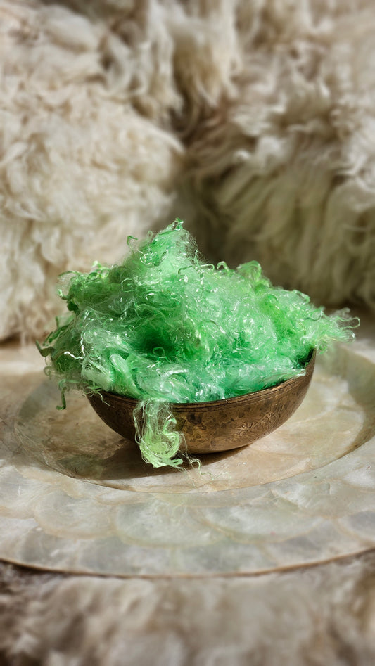 PERIDOT - hand-dyed eucalyptus crimp faux-silk for art yarn embellishing, fiber blending, felting, and papermaking - 2 oz | 57 g