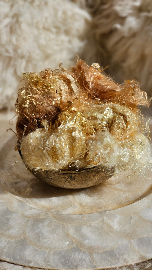 TOPAZ - hand-dyed eucalyptus crimp faux-silk for art yarn embellishing, fiber blending, felting, and papermaking - 2 oz | 57 g