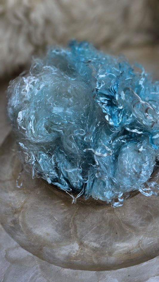 LARIMAR - hand-dyed eucalyptus crimp faux-silk for art yarn embellishing, fiber blending, felting, and papermaking - 2 oz | 57 g