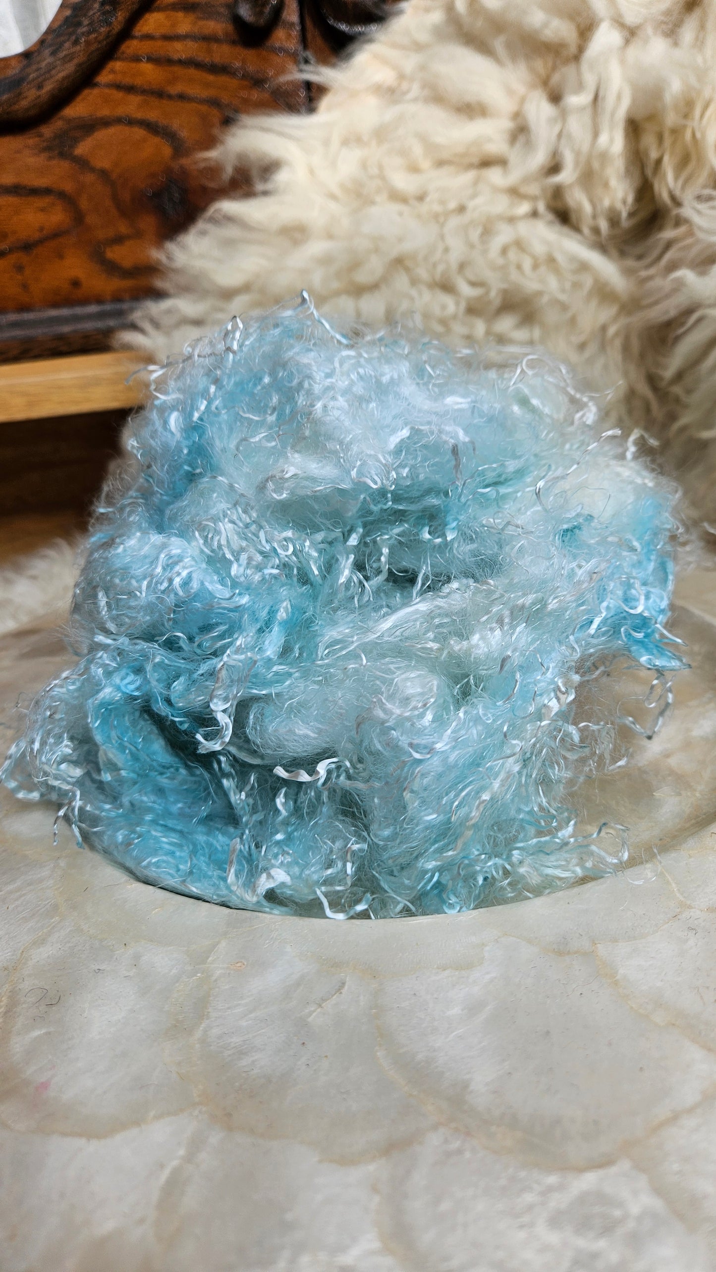 LARIMAR - hand-dyed eucalyptus crimp faux-silk for art yarn embellishing, fiber blending, felting, and papermaking - 2 oz | 57 g