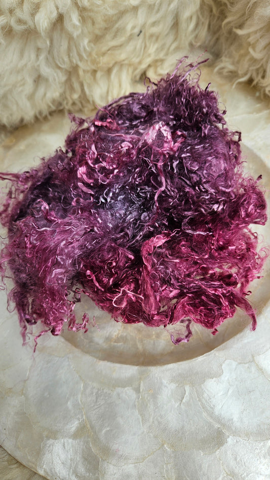 AMETHYST - hand-dyed eucalyptus crimp faux-silk for art yarn embellishing, fiber blending, felting, and papermaking - 2 oz | 57 g