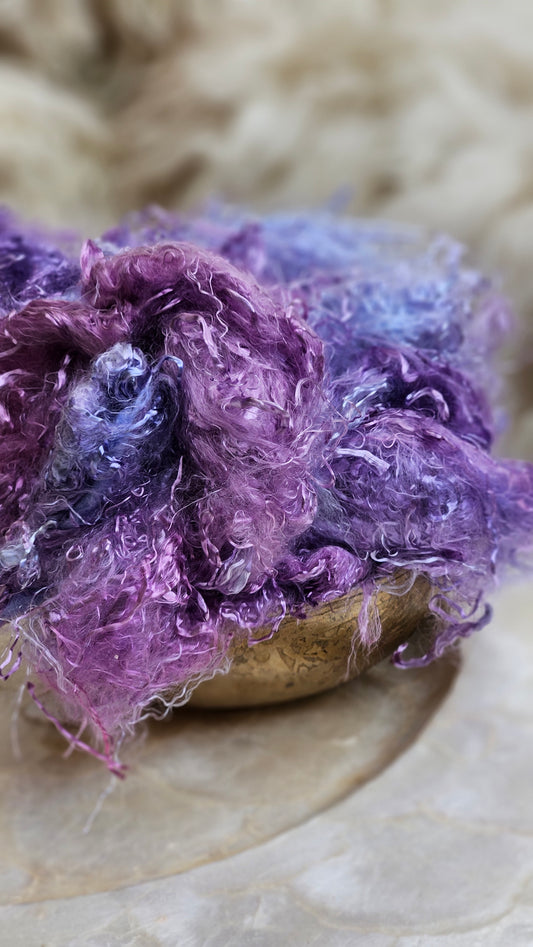 TANZANITE - hand-dyed eucalyptus crimp faux-silk for art yarn embellishing, fiber blending, felting, and papermaking - 2 oz | 57 g