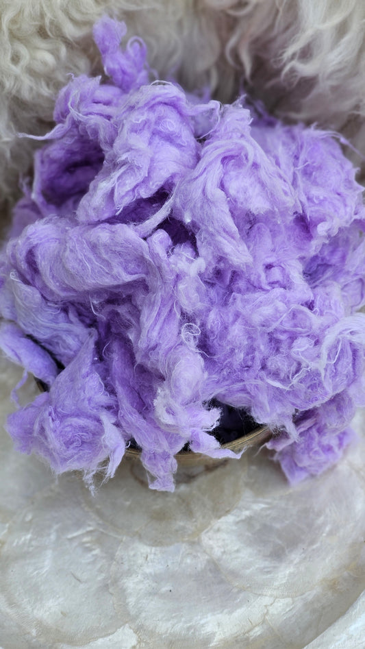 PHLOX - hand-dyed recycled cotton noil "feathers" effects texture for blending, felting, and papermaking - 2.5 oz | 71 g