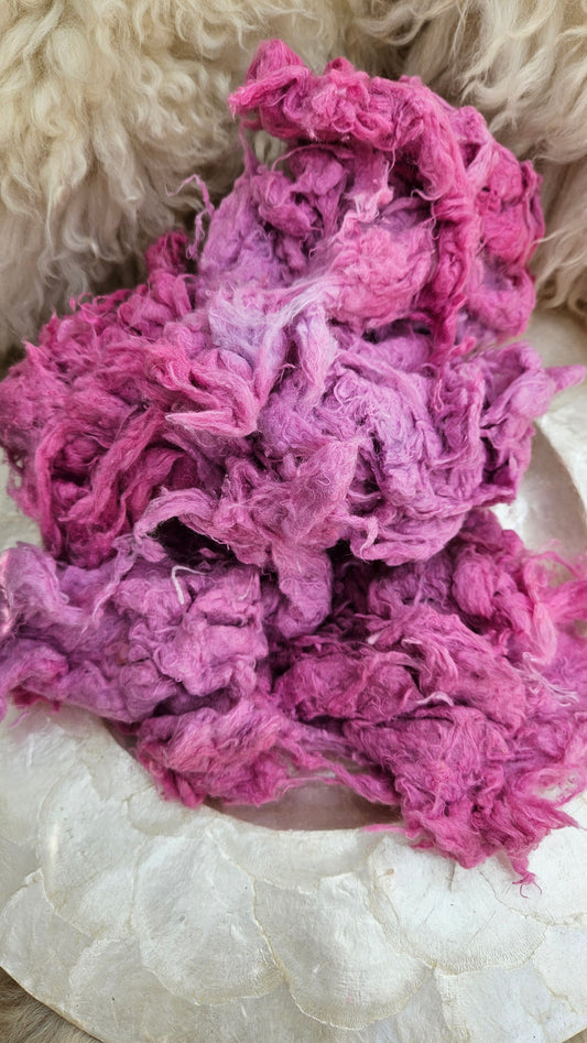 MILKWEED - hand-dyed recycled cotton noil "feathers" effects texture for blending, felting, and papermaking - 2.5 oz | 71 g