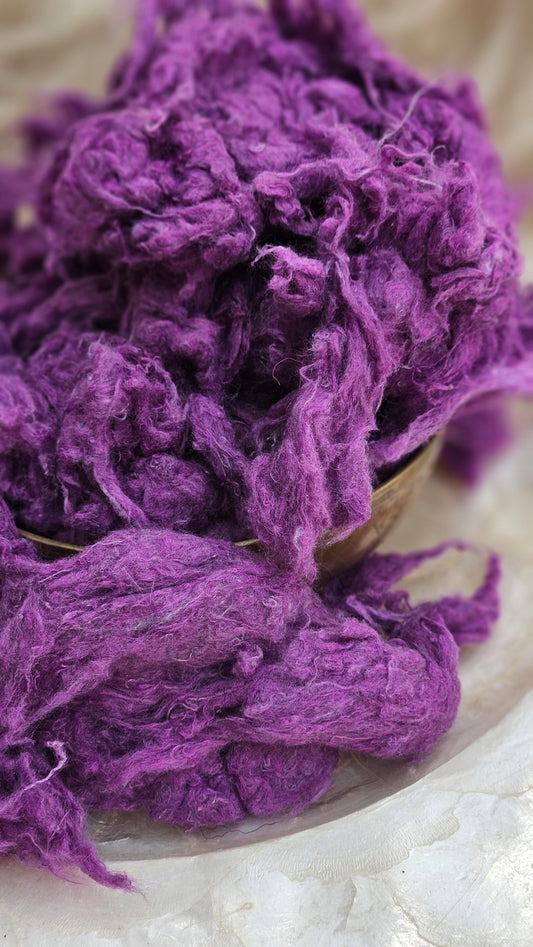 ASTER - hand-dyed recycled cotton noil "feathers" effects texture for blending, felting, and papermaking - 2.5 oz | 71 g