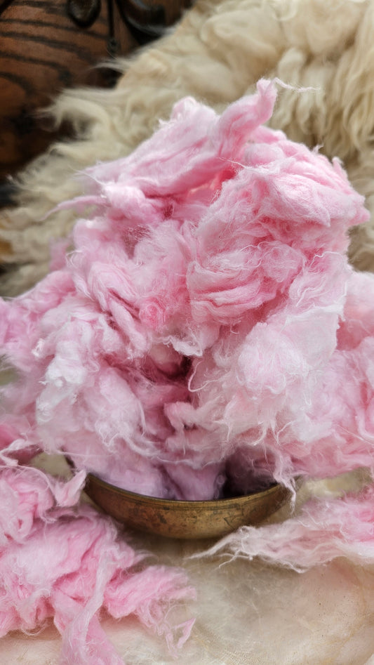 PRIMROSE - hand-dyed recycled cotton noil "feathers" effects texture for blending, felting, and papermaking - 2.5 oz | 71 g
