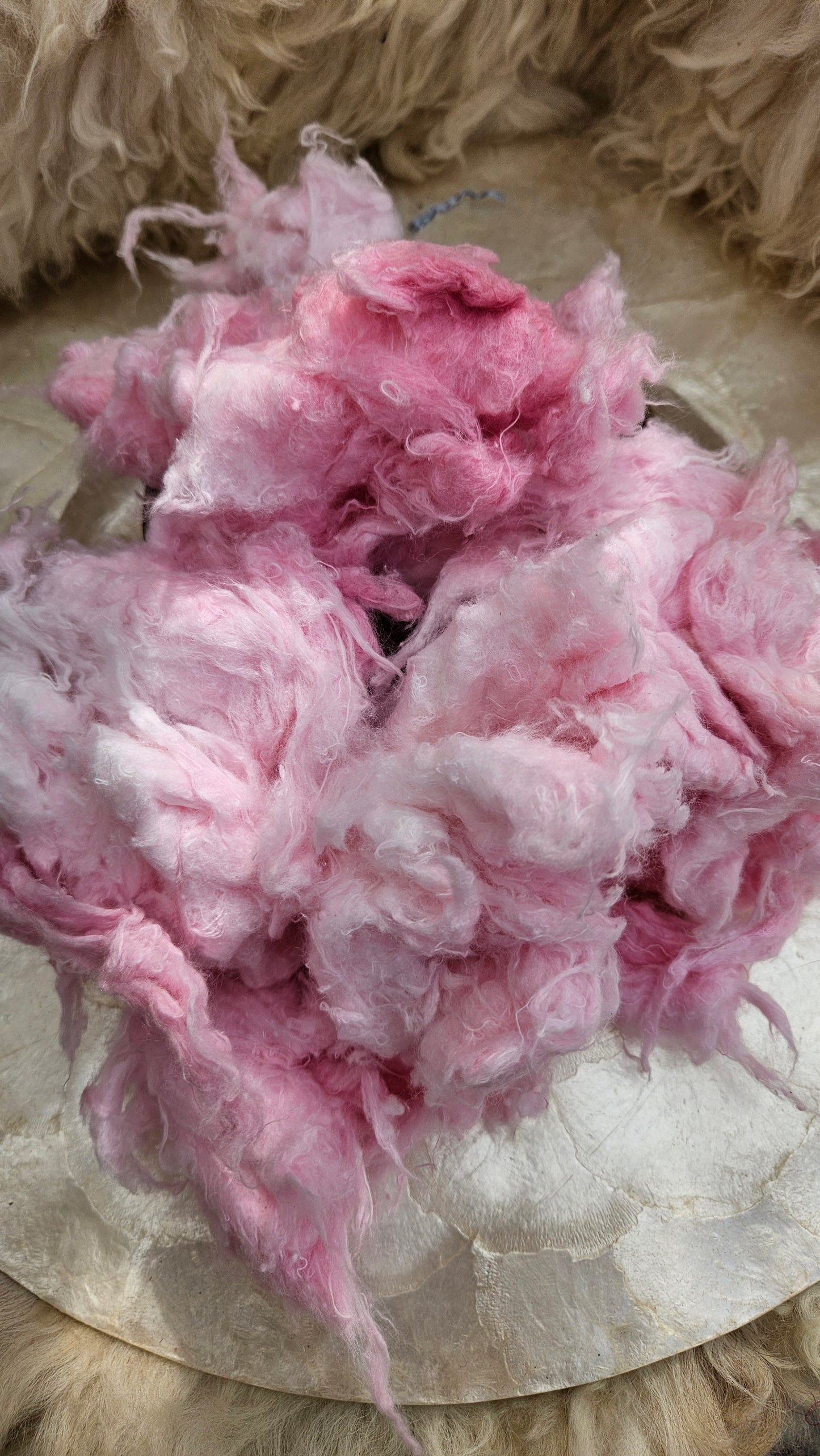 PRIMROSE - hand-dyed recycled cotton noil "feathers" effects texture for blending, felting, and papermaking - 2.5 oz | 71 g