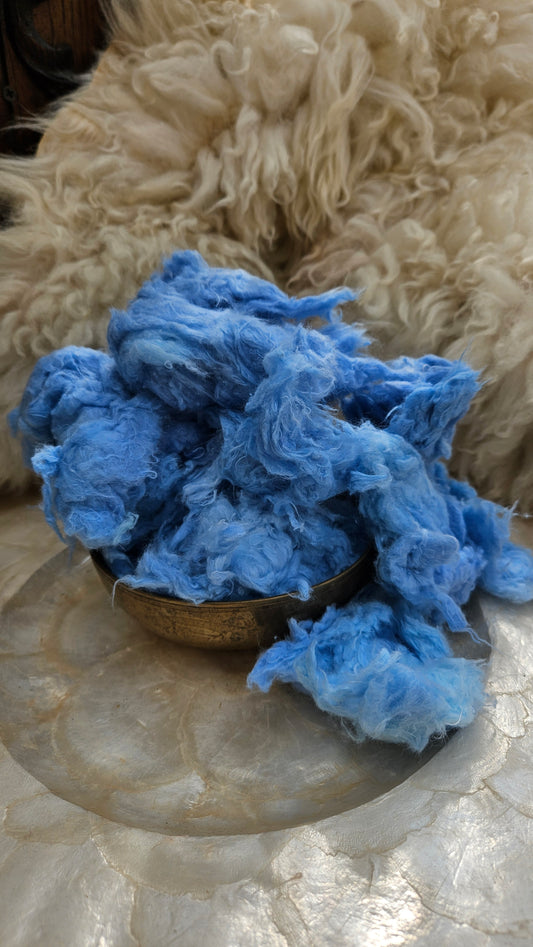 COLUMBINE - hand-dyed recycled cotton noil "feathers" effects texture for blending, felting, and papermaking - 2.5 oz | 71 g