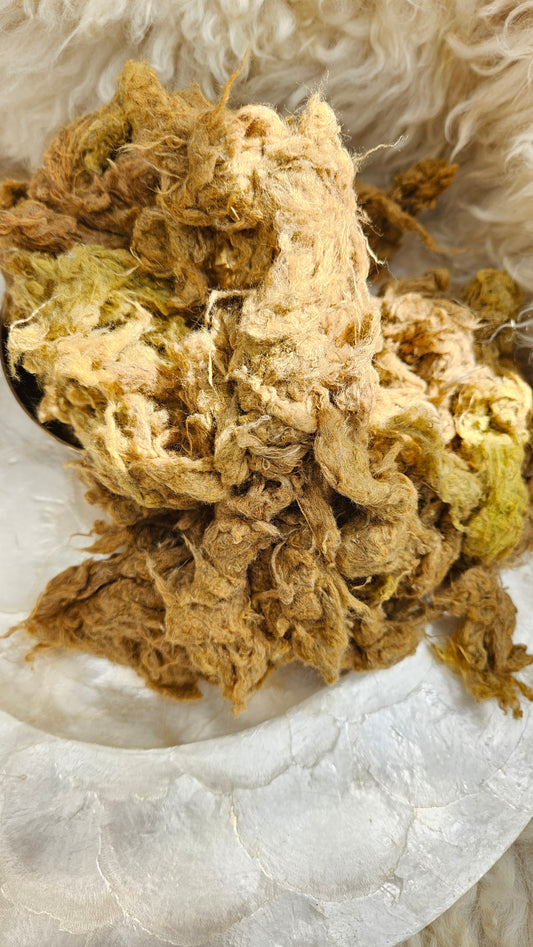 BARLEY - hand-dyed recycled cotton noil "feathers" effects texture for blending, felting, and papermaking - 2.5 oz | 71 g