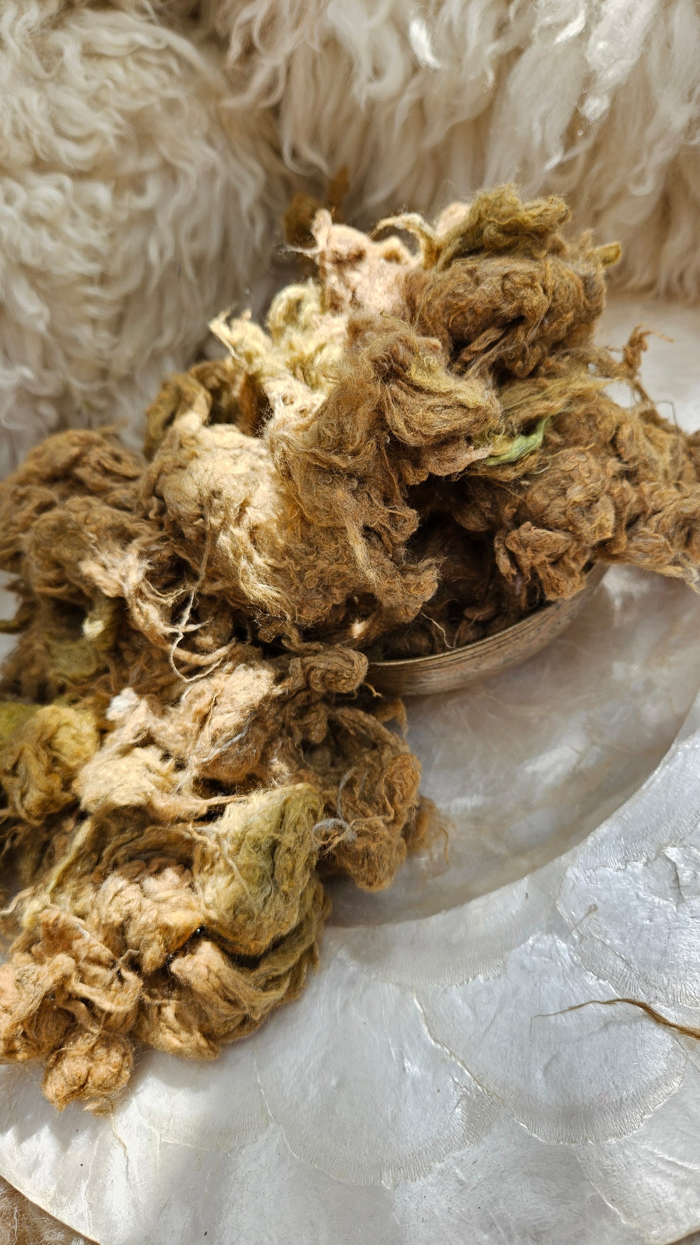 BARLEY - hand-dyed recycled cotton noil "feathers" effects texture for blending, felting, and papermaking - 2.5 oz | 71 g