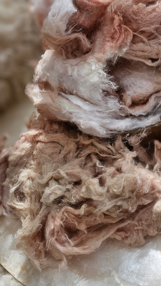 MILLET - hand-dyed recycled cotton noil "feathers" effects texture for blending, felting, and papermaking - 2.5 oz | 71 g