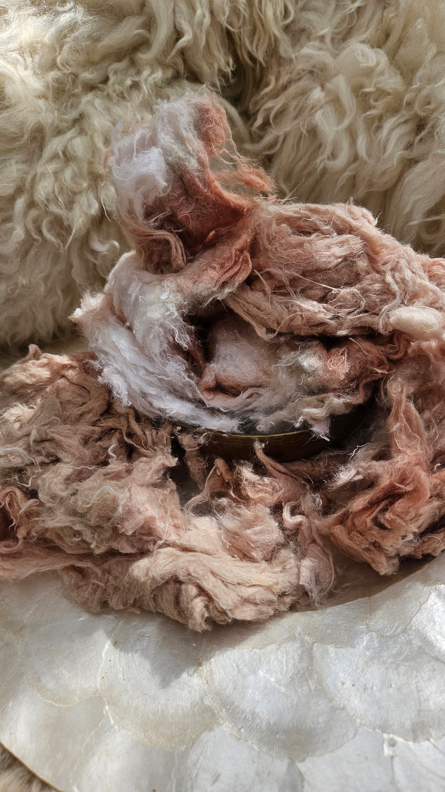 MILLET - hand-dyed recycled cotton noil "feathers" effects texture for blending, felting, and papermaking - 2.5 oz | 71 g