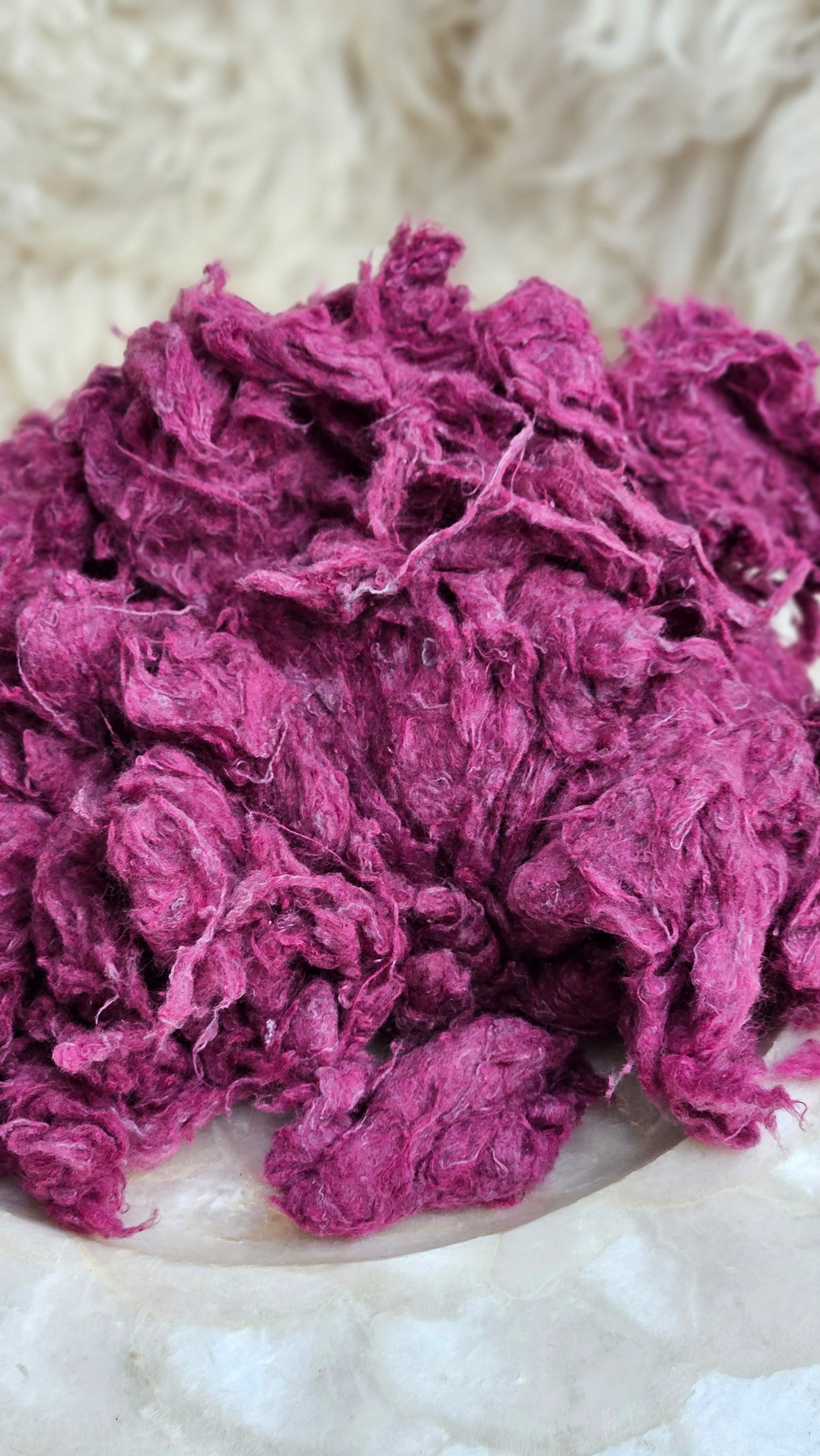 SUMAC - hand-dyed recycled cotton noil "feathers" effects texture for blending, felting, and papermaking - 2.5 oz | 71 g