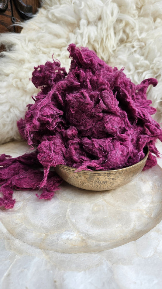 SUMAC - hand-dyed recycled cotton noil "feathers" effects texture for blending, felting, and papermaking - 2.5 oz | 71 g