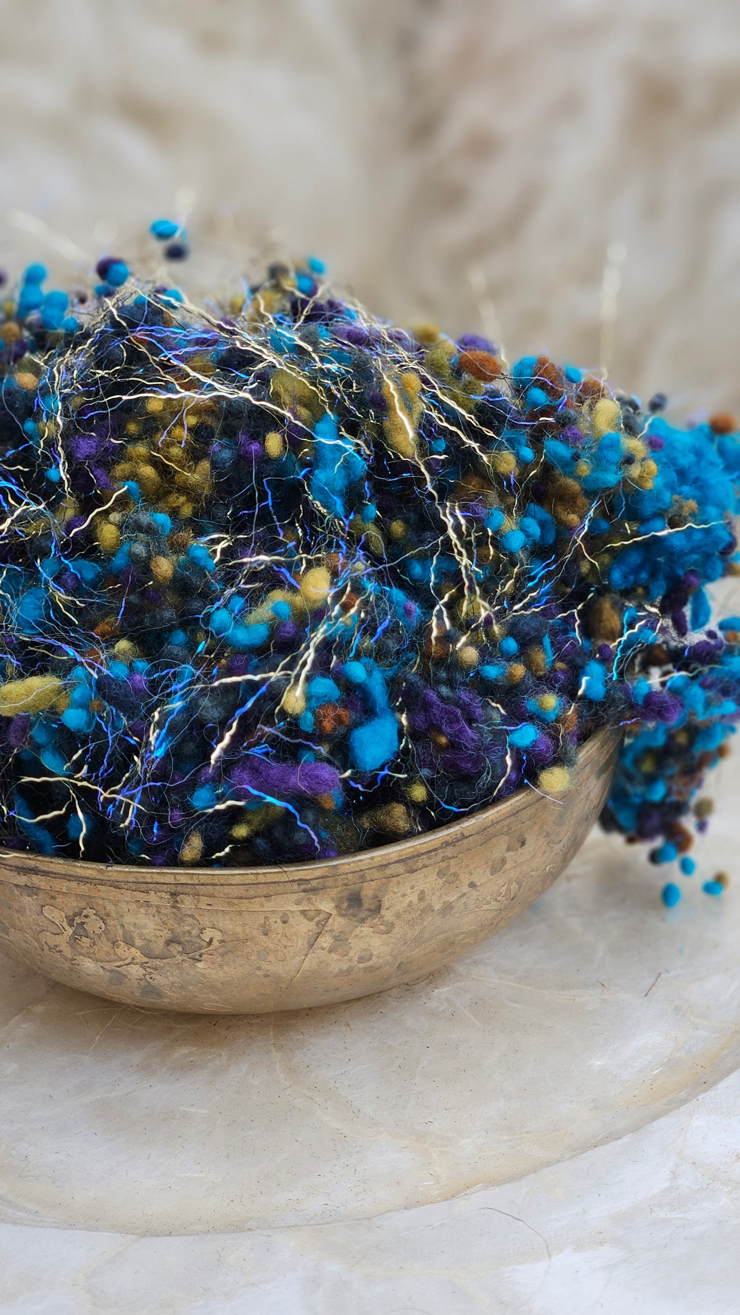 RAVENNA GOLD - hand-dyed fine wool nepps with Angelina sparkle for fiber blending and felting - 1 oz | 28 g