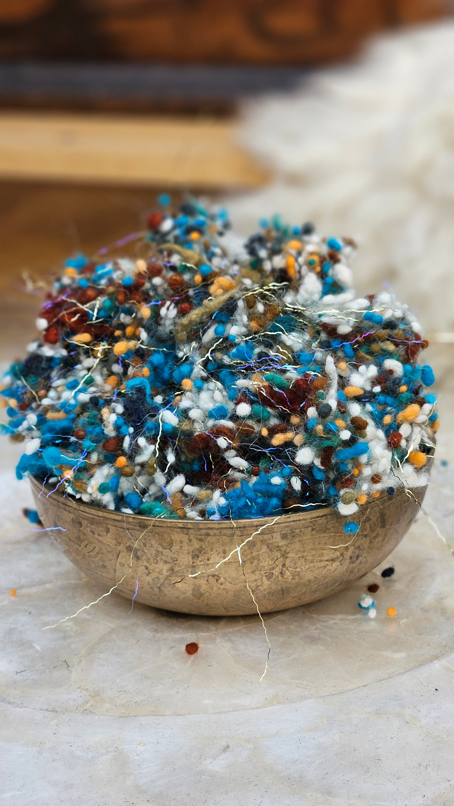 PALLANTIUM GOLD - hand-dyed fine wool nepps with Angelina sparkle for fiber blending and felting - 1 oz | 28 g