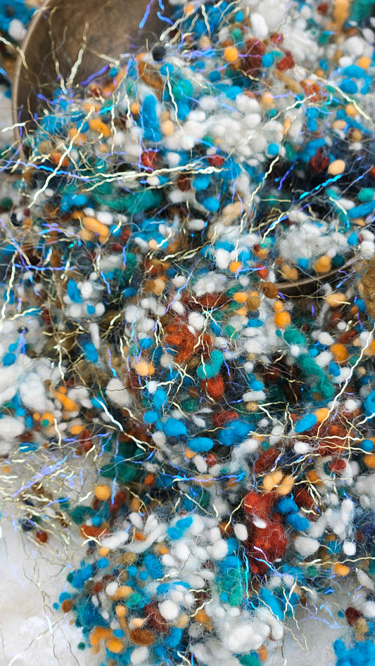 PALLANTIUM GOLD - hand-dyed fine wool nepps with Angelina sparkle for fiber blending and felting - 1 oz | 28 g