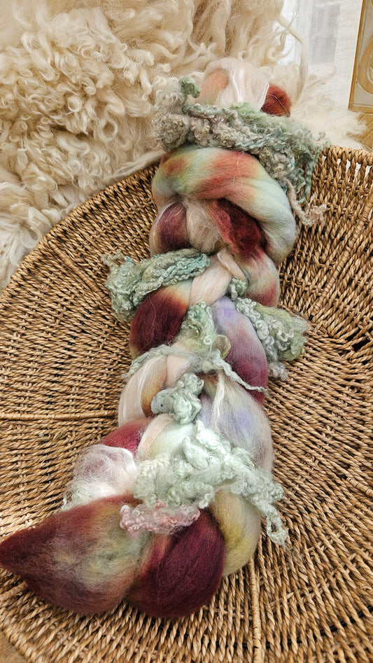 ART ROVING - hand-dyed Polwarth Alpaca BFL Monet Inspired Gardener's House Collection 102 - 3.6 oz | 102 g