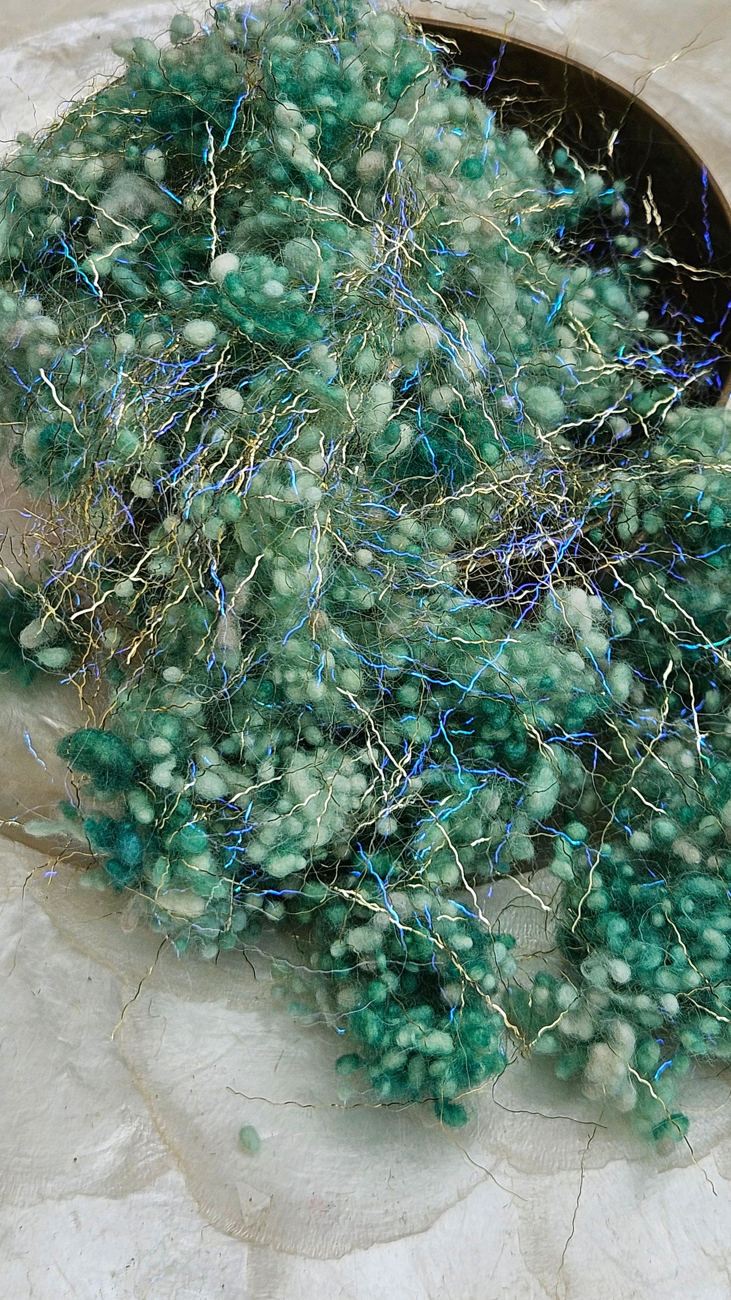 ERFURT GOLD - hand-dyed fine wool nepps with Angelina sparkle for fiber blending and felting - 1 oz | 28 g