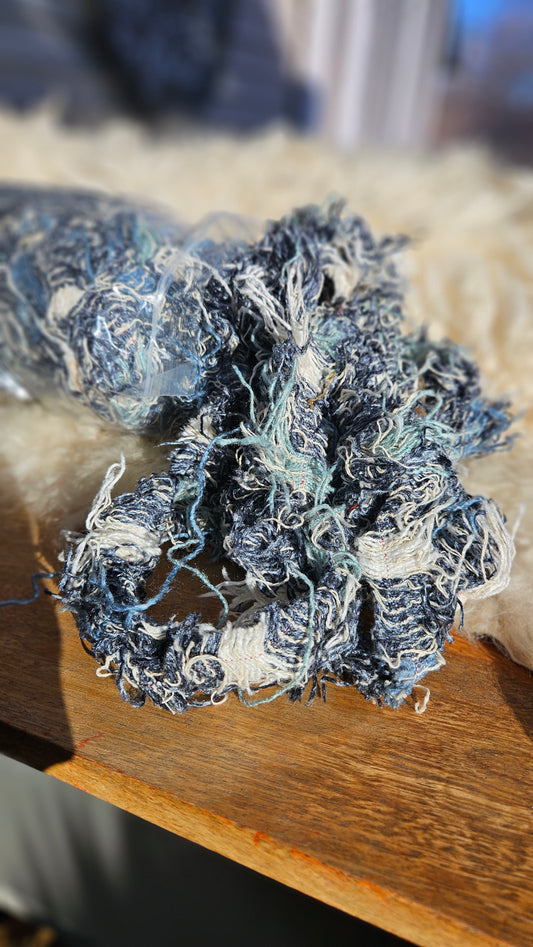 BLUE SELVAGE 004 - rare American-made soft and thick textile selvedge for rug and art weaving and art yarn - 13 oz | 369 g