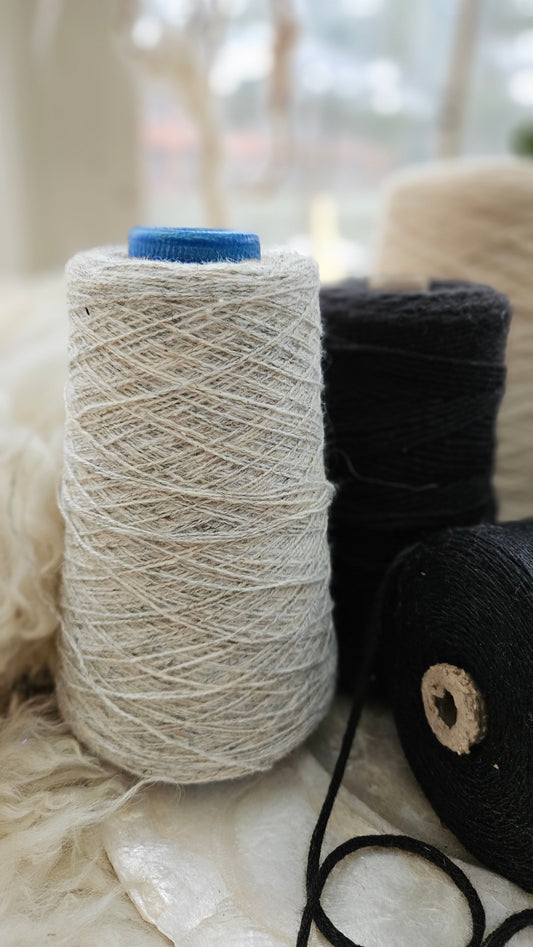 MAGNOLIA YARN CONE LOT - vintage mix of neutral cotton thread cones for plying, core-spinning, and weaving - 5 pounds | 2.3 kg
