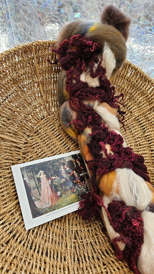 LUXE ART ROVING - hand-dyed Polwarth Alpaca BFL - Waterhouse Miranda and the Tempest Collection 110 - 3.4 oz