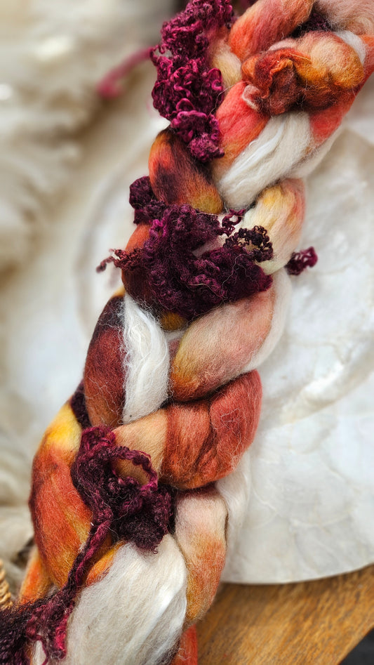 LUXE ART ROVING - hand-dyed Polwarth Alpaca BFL - Waterhouse Miranda and the Tempest Collection 111 - 3.1 oz