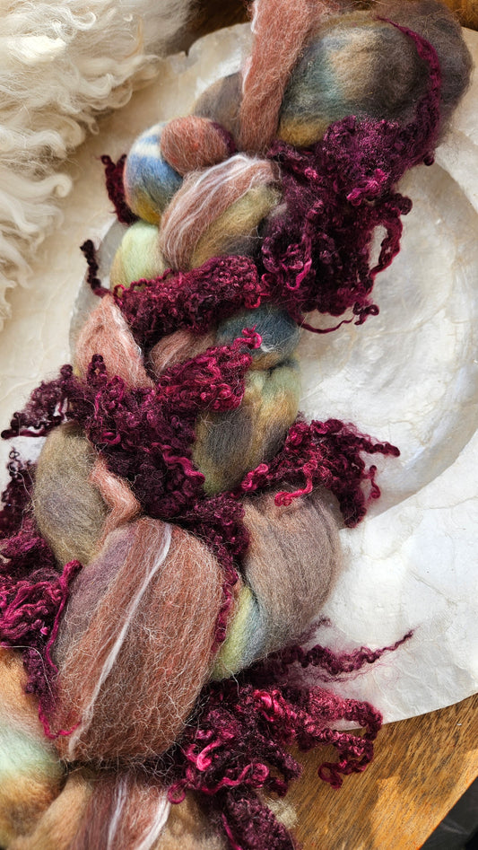 LUXE ART ROVING - hand-dyed Polwarth Alpaca BFL - Waterhouse Miranda and the Tempest Collection 112 - 3.3 oz