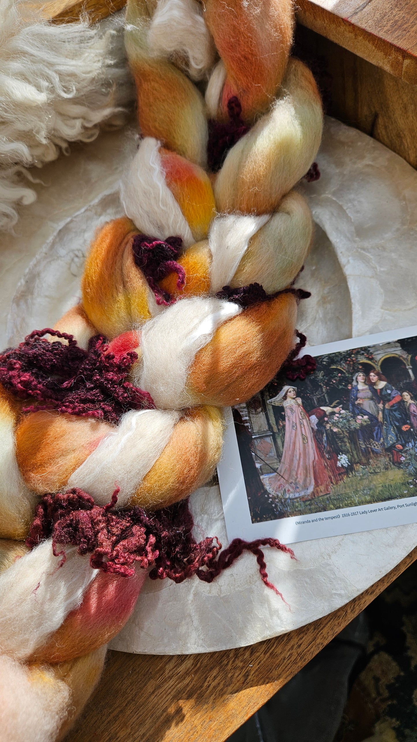 LUXE ART ROVING - hand-dyed Polwarth Alpaca BFL - Waterhouse Miranda and the Tempest Collection 113 - 3.8 oz