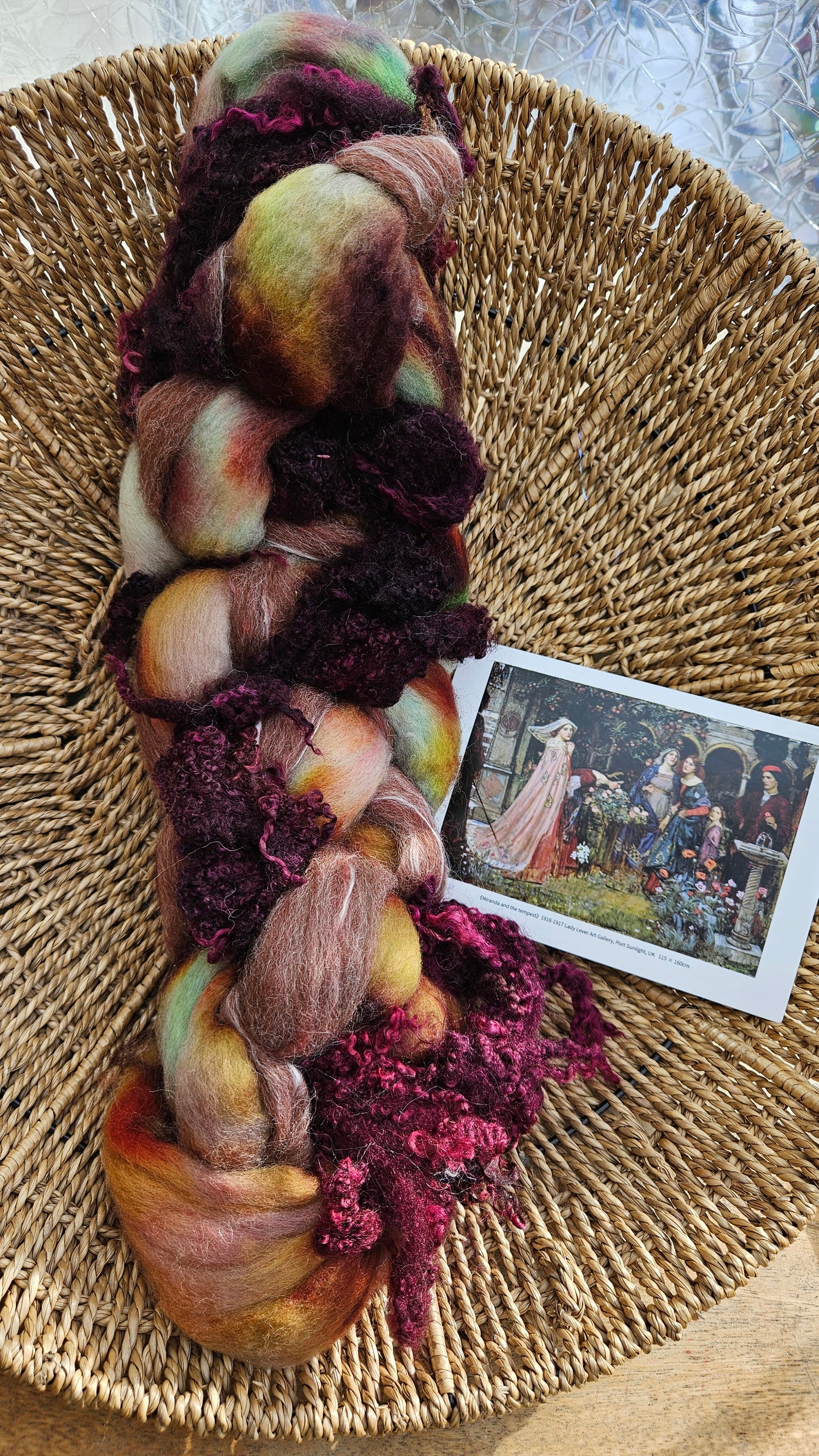 LUXE ART ROVING - hand-dyed Polwarth Alpaca BFL - Waterhouse Miranda and the Tempest Collection 114 - 3.3 oz