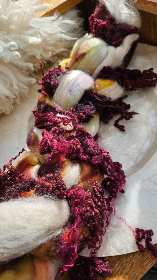 LUXE ART ROVING - hand-dyed Polwarth Alpaca BFL - Waterhouse Miranda and the Tempest Collection 115 - 3.5 oz