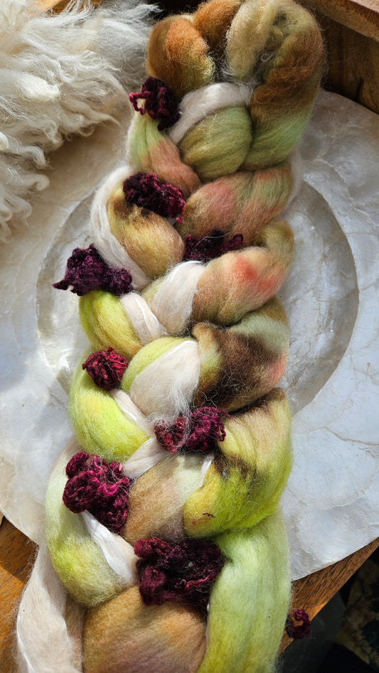 LUXE ART ROVING - hand-dyed Polwarth Alpaca BFL - Waterhouse Miranda and the Tempest Collection 117 - 3.3 oz