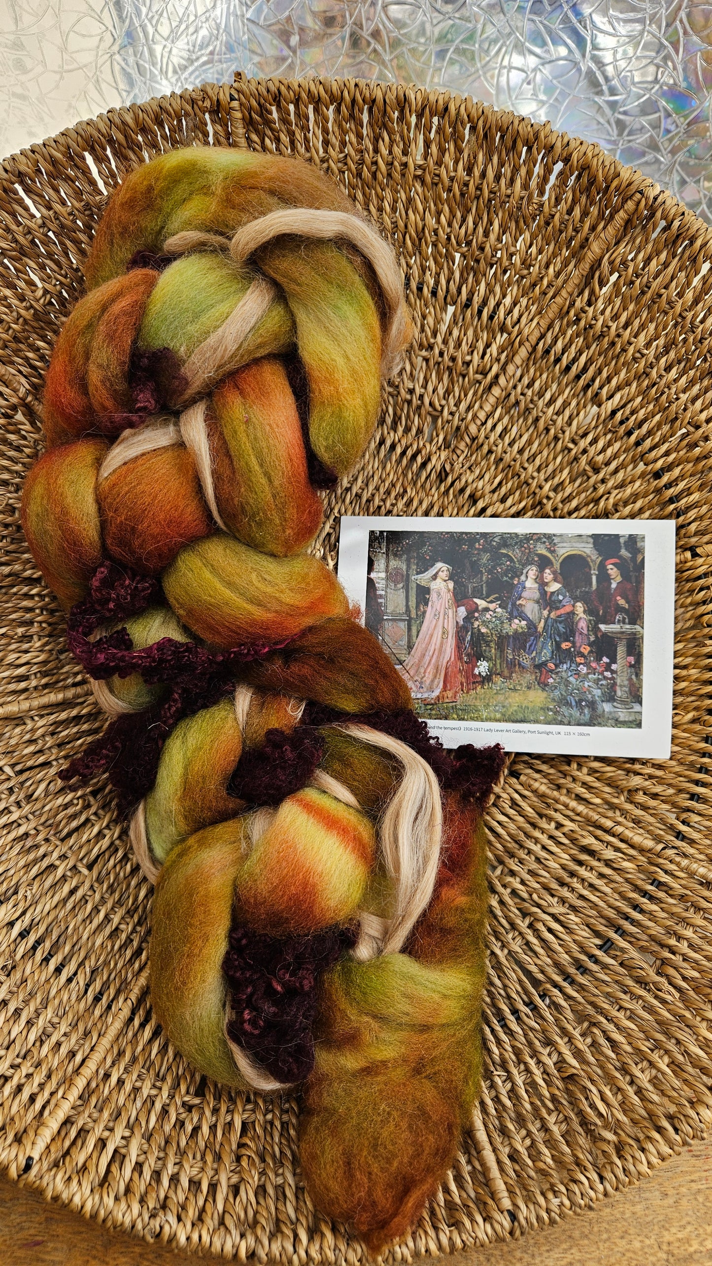 LUXE ART ROVING - hand-dyed Polwarth Alpaca BFL - Waterhouse Miranda and the Tempest Collection 123 - 3.3 oz