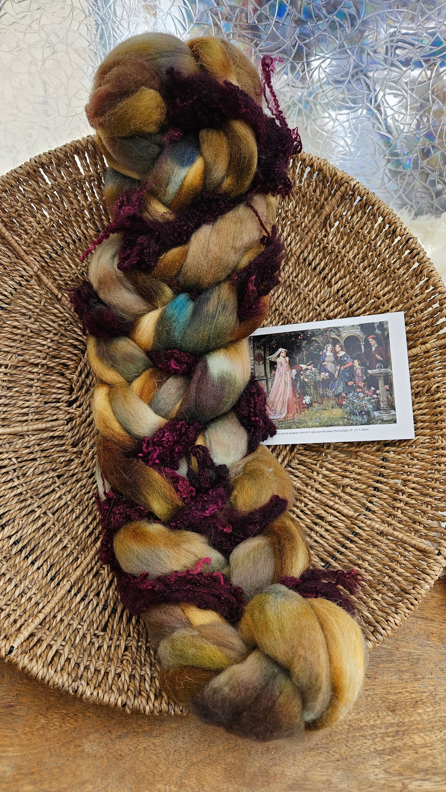 LUXE ART ROVING - hand-dyed Polwarth Alpaca BFL - Waterhouse Miranda and the Tempest Collection 124 - 5.1 oz