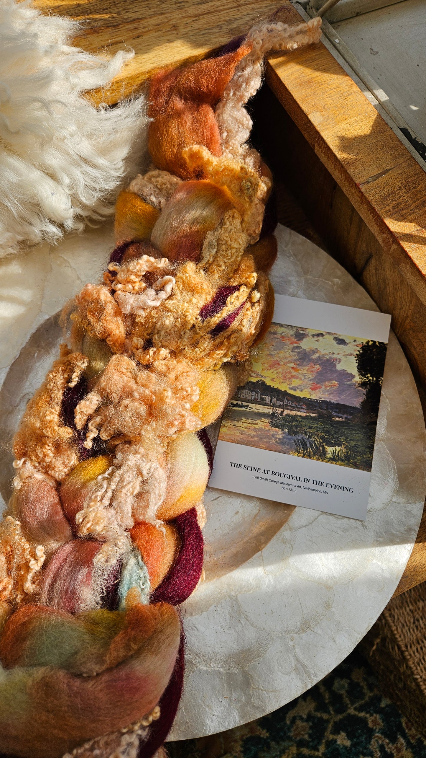 ART ROVING - hand-dyed Polwarth Churro BFL - Monet Seine at Bougival Collection 106 - 4.7 oz