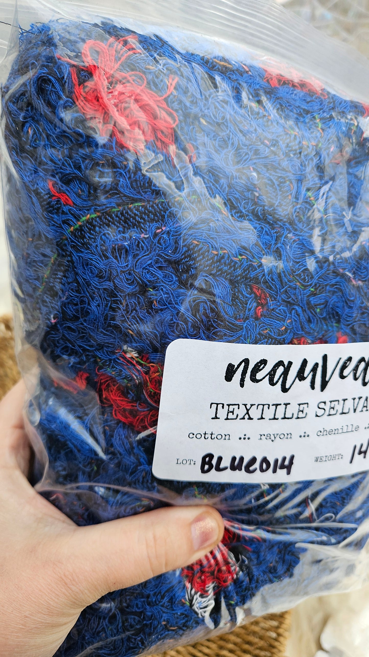 BLUE SELVAGE - rare American-made soft and thick textile selvedge for rug and art weaving and art yarn - 14 oz | 014