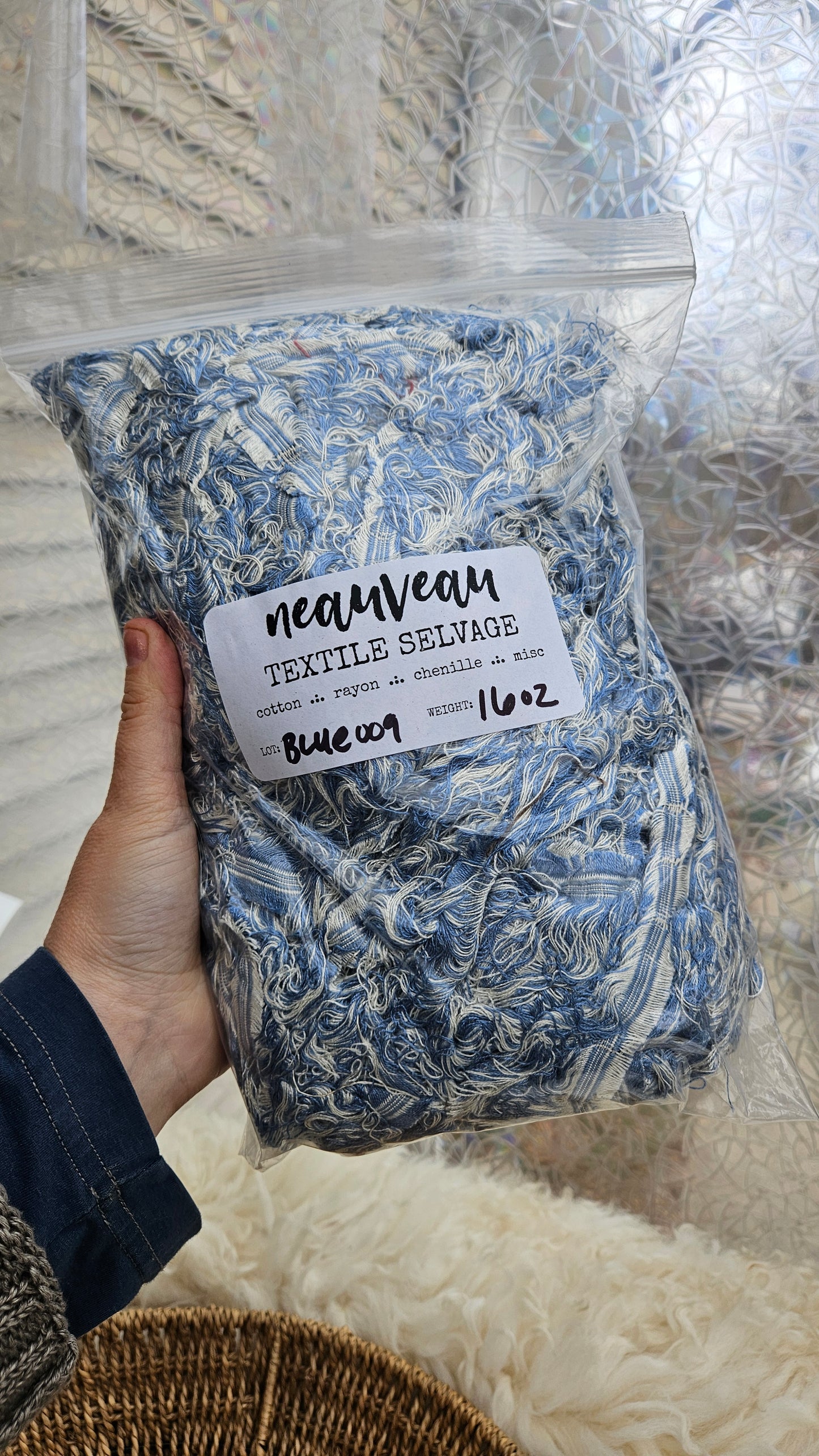 BLUE SELVAGE - rare American-made soft and thick textile selvedge for rug and art weaving and art yarn 16 oz | 009