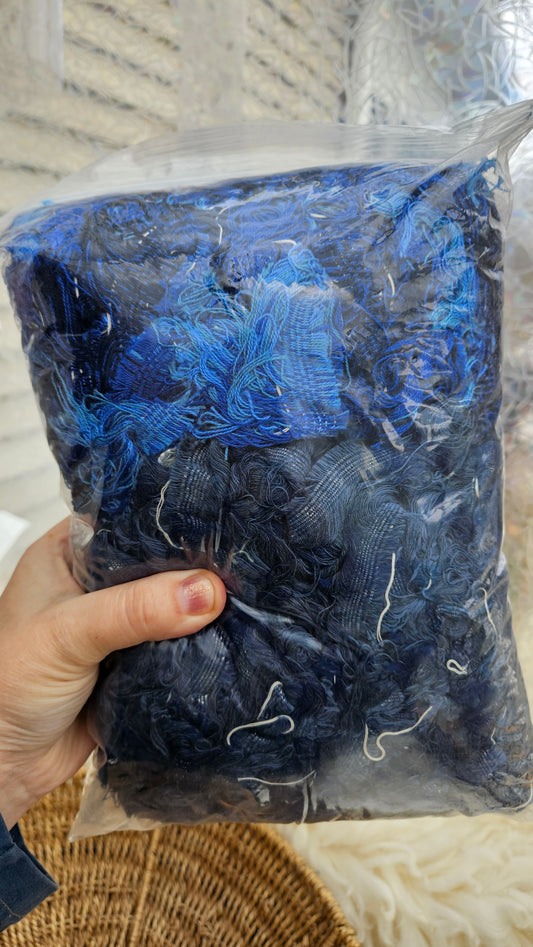 NAVY SELVAGE - rare American-made soft and thick textile selvedge for rug and art weaving and art yarn 17 oz | 003