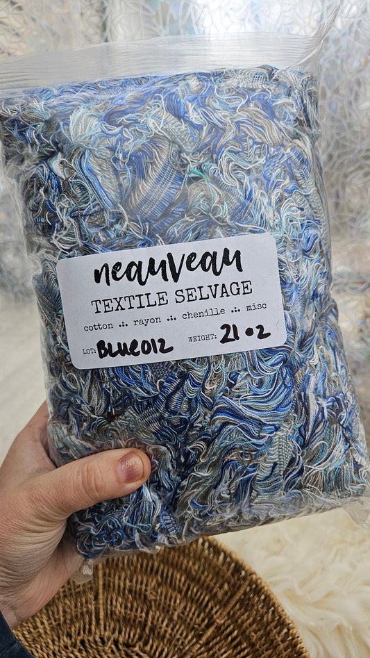 BLUE SELVAGE - rare American-made soft and thick textile selvedge for rug and art weaving and art yarn 21 oz | 012