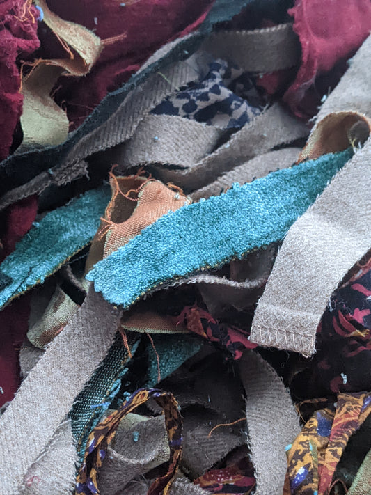 BRIGHT BOHO - hand-cut ribbons from recycled fast fashion for weaving - 6 oz | 170 g