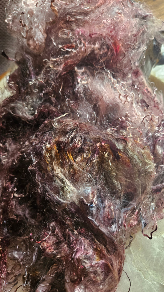 LEPIDOLITE - hand-dyed eucalyptus crimp faux-silk for art yarn embellishing, fiber blending, felting, and papermaking - 2 oz | 57 g